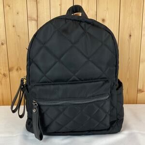 Sol & Selene Quilted Backpack, Black - about 12 x 6 x 13 inches